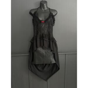 Vintage Traffic Jam Fairy Goth Sheer Negligee Lingerie Black Chemise Size Medium